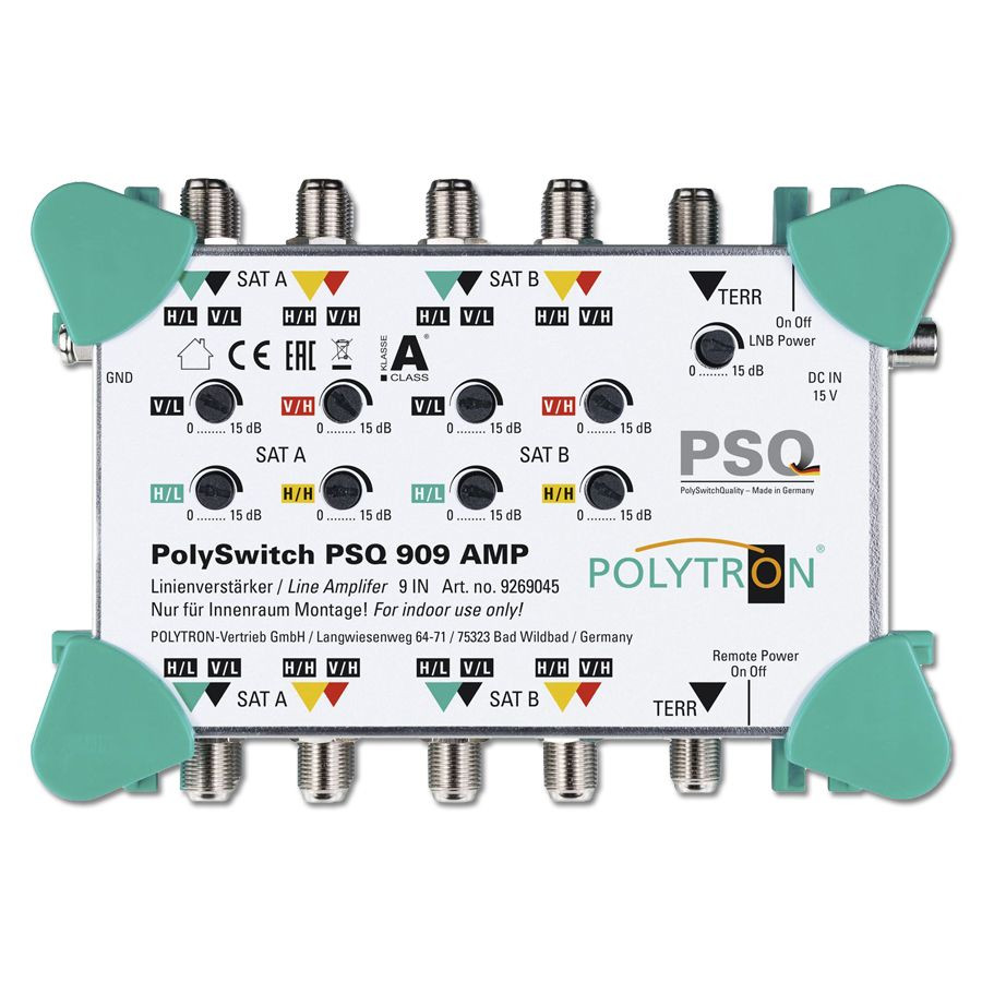 Polytron PSQ 909 AMP Multiswitch Lijnverst. 9 in 9 out opop