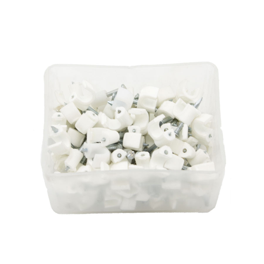 Cable clips 5mm white 100pc