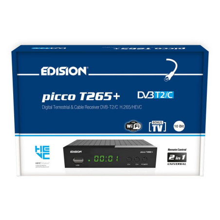 Edision Picco T265+ LED DVB-T2/C H.265 FTA Ziggo/KPN