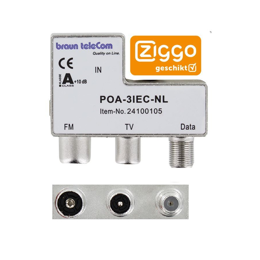 Braun Telecom POA 3 IEC-NL Radio-TV-DATA/Modem verdeler