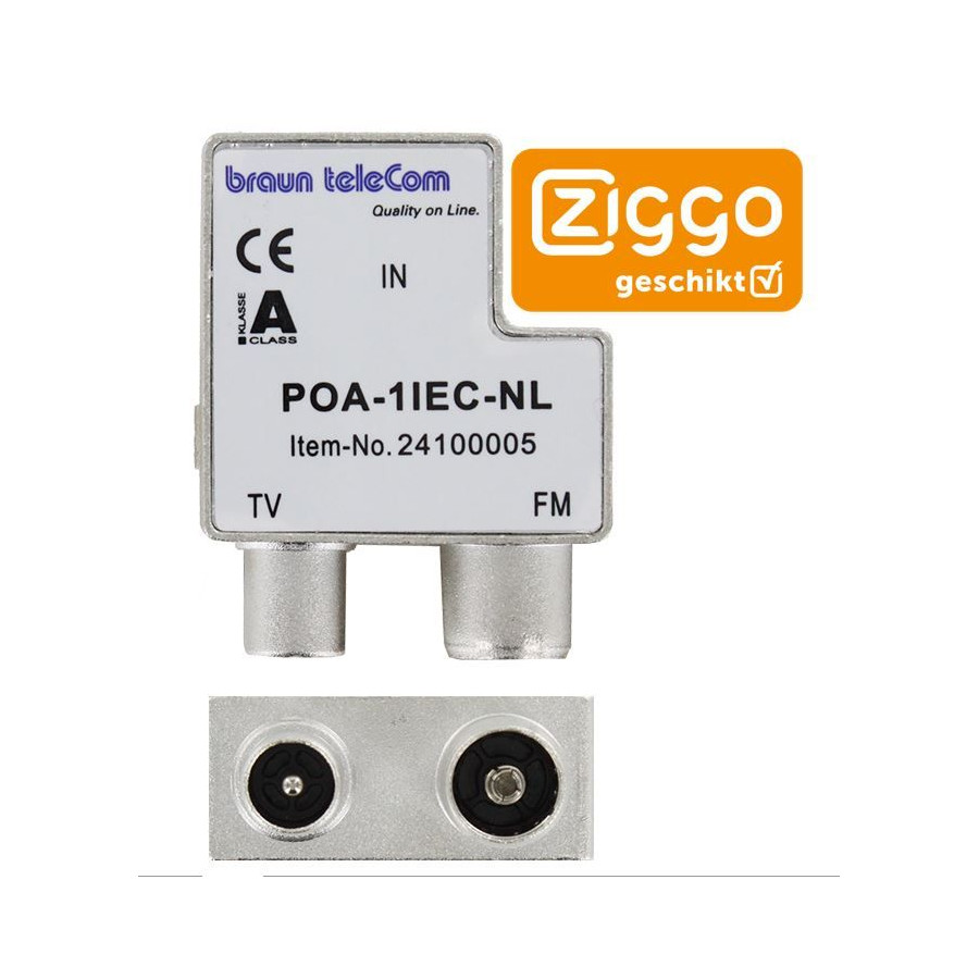 Braun Telecom POA 1 IEC-NL Opdruk verdeler TV-FM male/f-male