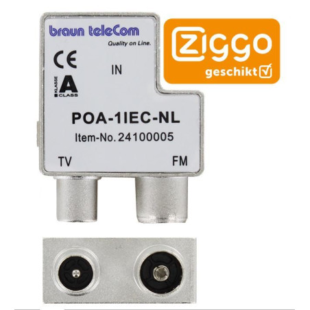 Braun Telecom POA 1 IEC-NL Print distributor TV FM Male / F-Male