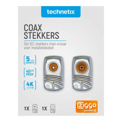 Technetix IECMF-A + S Shop 2 x IEC Plug M / F Ziggo Suitable