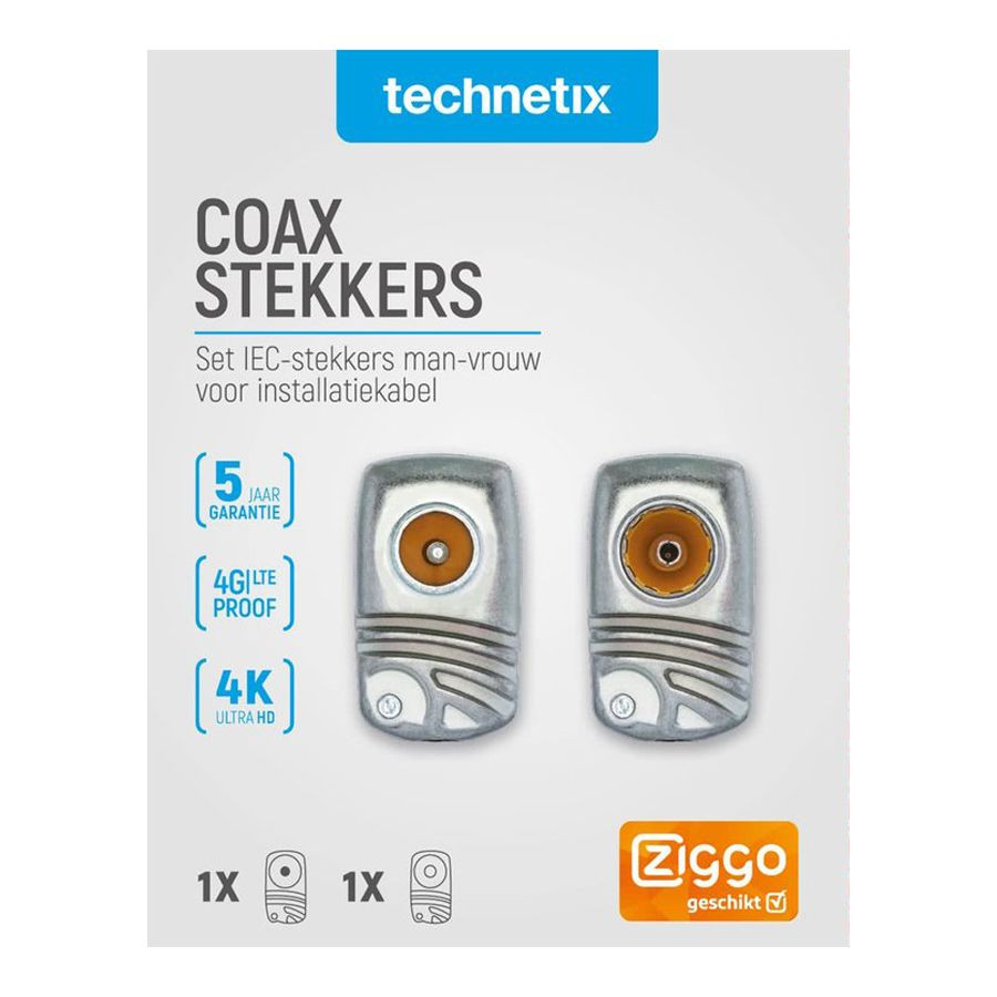 Technetix IECMF-A + S Shop 2 x IEC Plug M / F Ziggo Suitable
