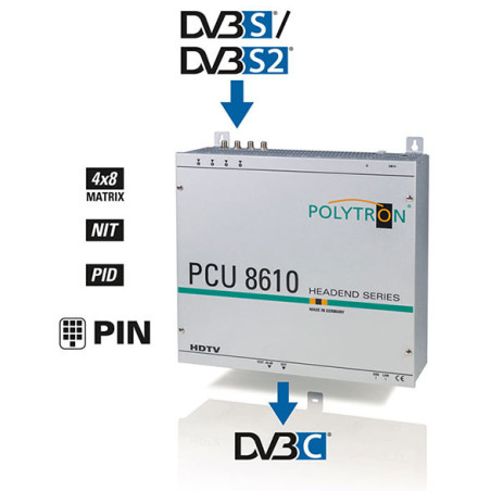Polytron PCU8610 FTA Compact Headend DVB-S2DVB-C 4x8 switch