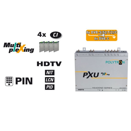 Polytron PXU 848C 4CI 8X8 MUX Compact Heading S2 / T2 / CDVB-C