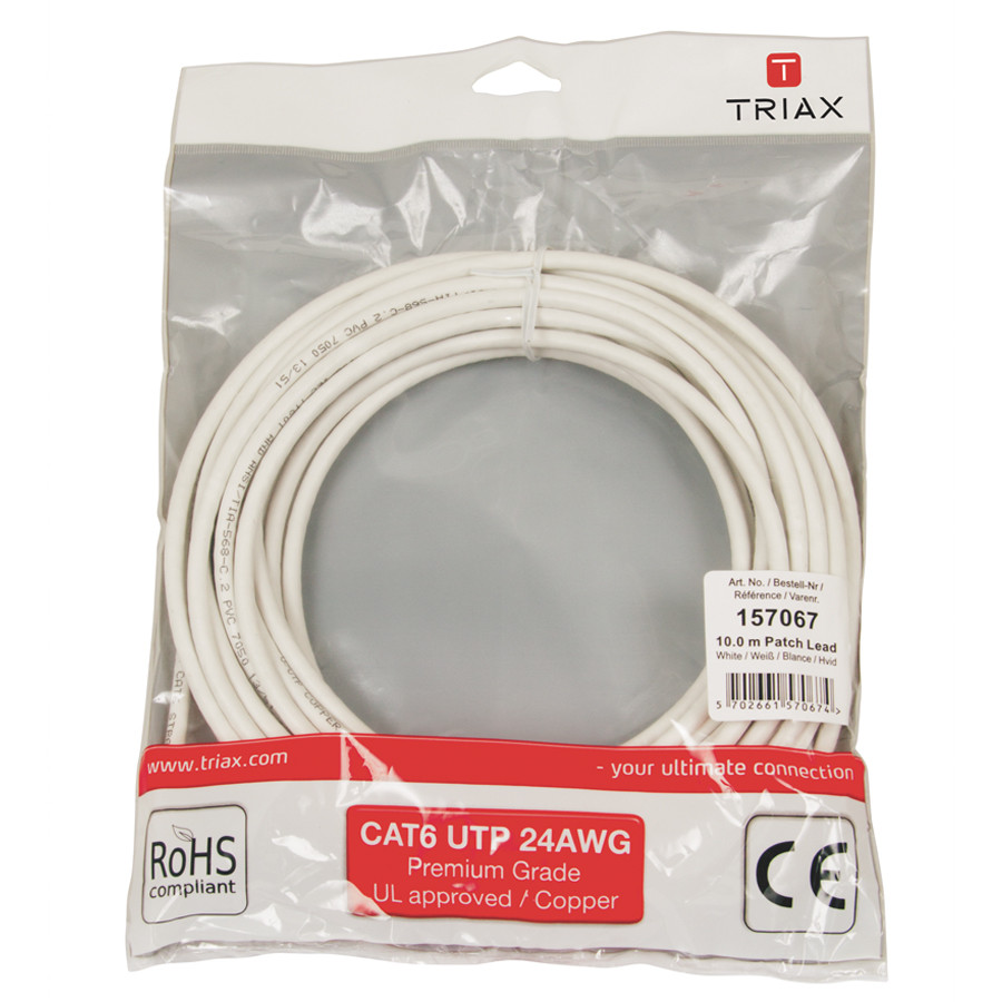 Triax Cat6 patch cable 10 mtr white
