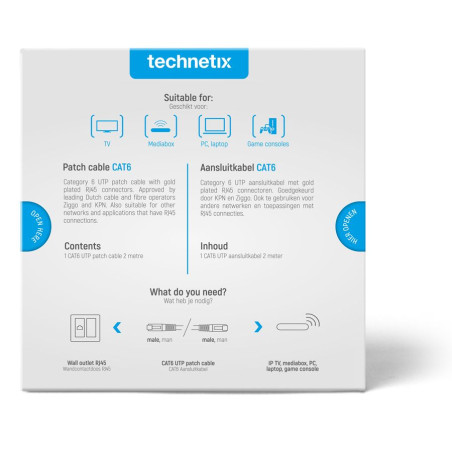 Technetix Cat6-2m shop cat6 patch cable 2 mtr.