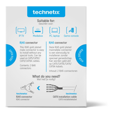 Technetix RJ45-DIY-Shop cat6 connector, 2 pieces