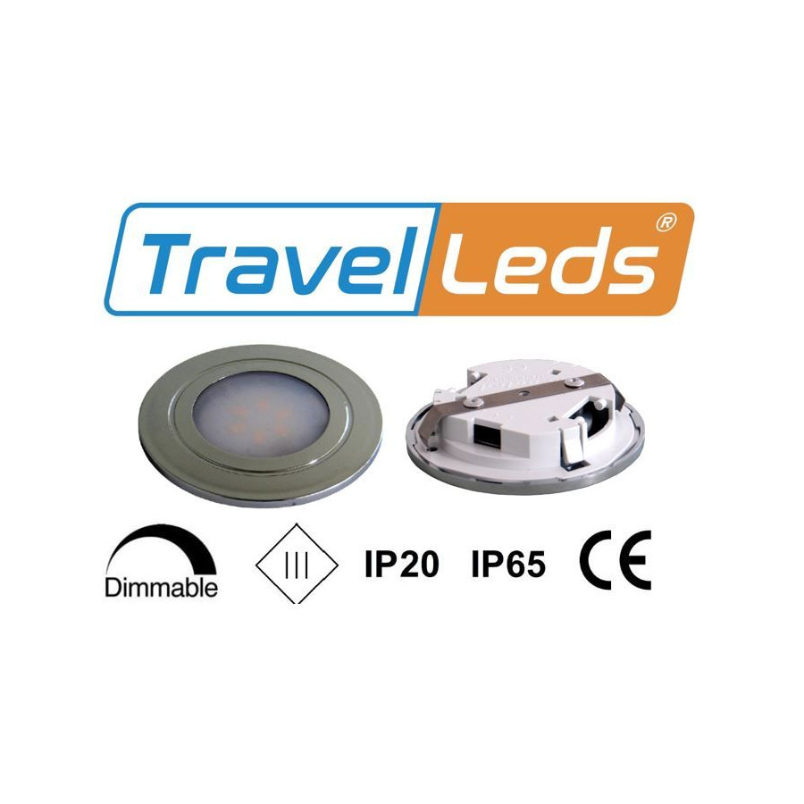 TravelLeds inb spot Ch 80mm 6+6 Leds 3K+6K klem