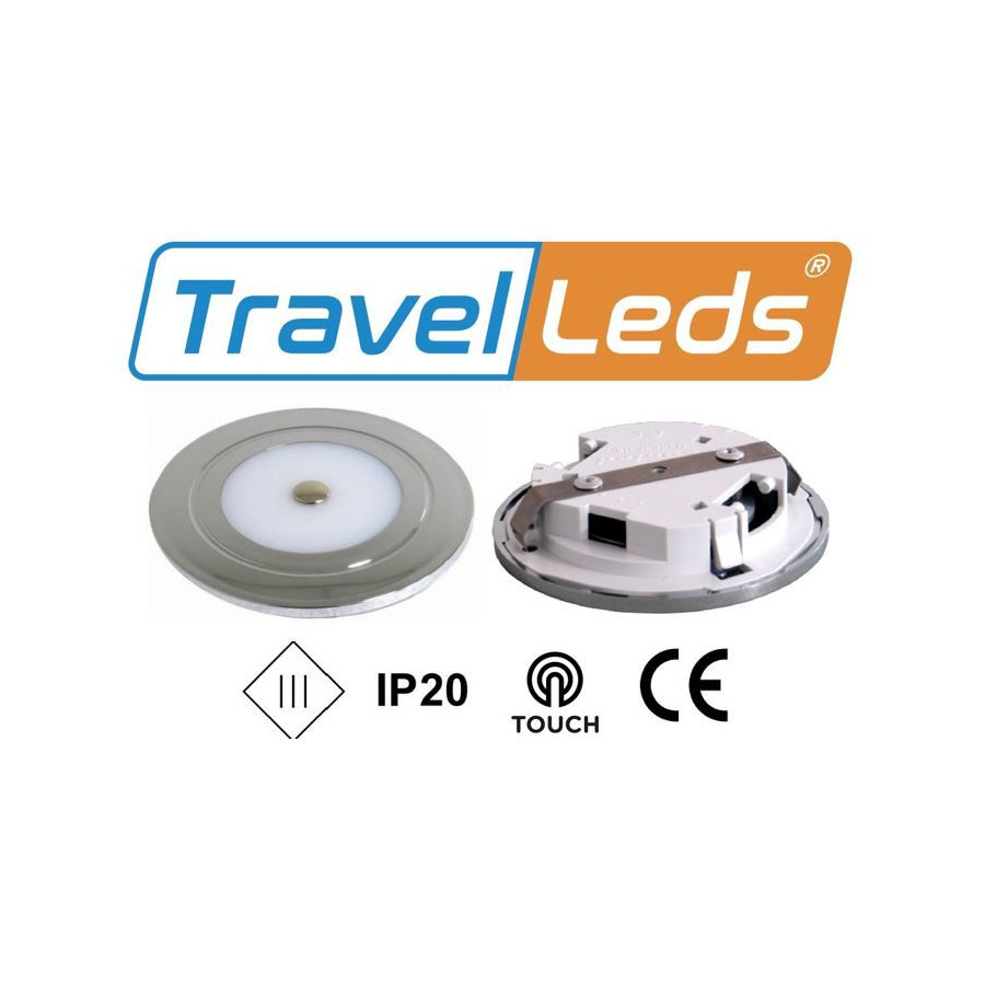 TravelLeds Inb Spot CH 80mm 6LEDS 3K + Blue Touch Switch Clamp