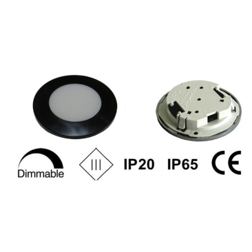 TravelLeds inb spot zwart 70mm 6+6 Leds 3K+6K schroef