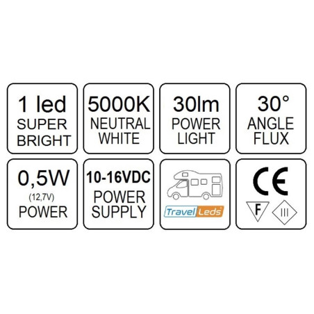 TravelLeds OPB Spot Ch Flex LED 5K 260mm CH Switch