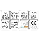 TravelLeds opb spot Ch flex led 5K 260mm Ch schakelaar