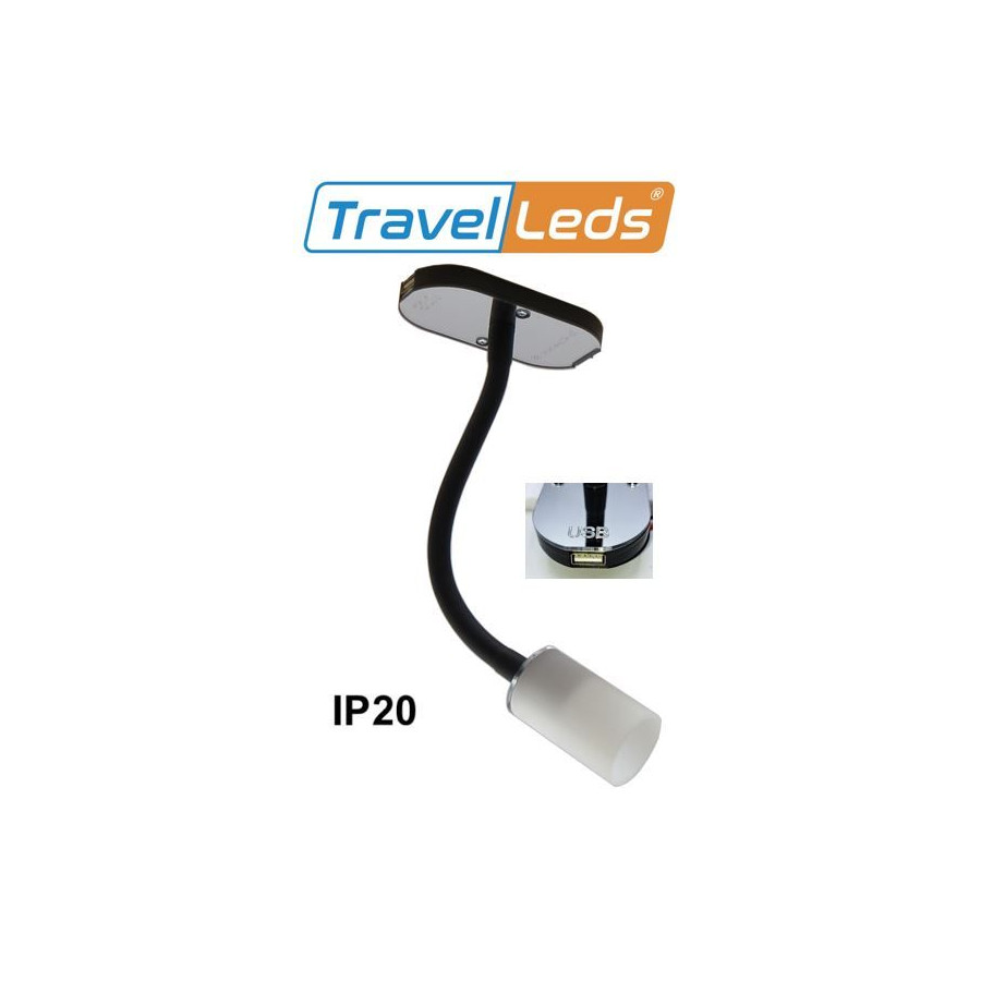 TravelLeds opb spot Zw flex led 5K 260mm opaal switch/usb