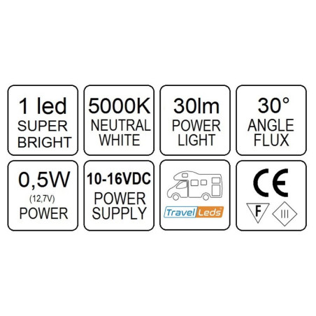 TravelLeds OPB Spot SW Flex LED 5K 260mm Opal Switch / USB