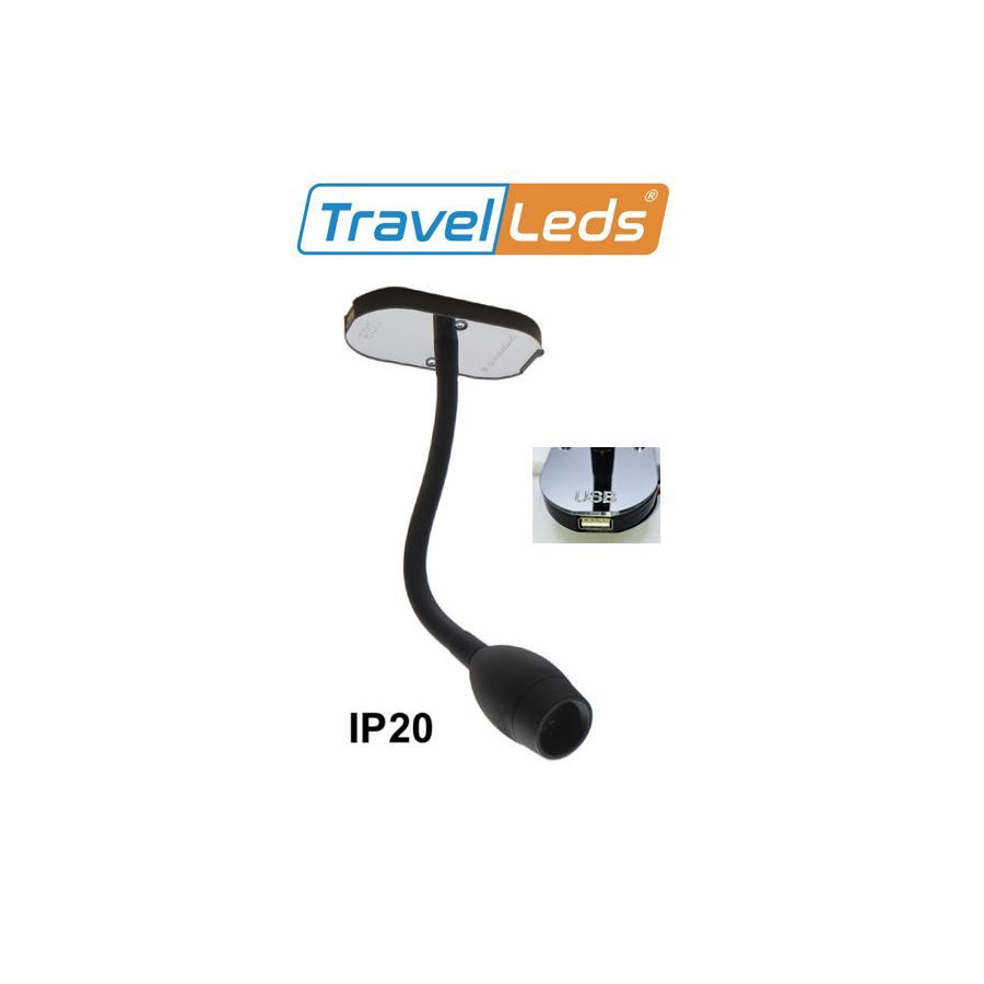 TravelLeds opb spot Zw flex led 5K 260mm Ch switch/usb