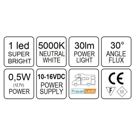 TravelLeds OPB Spot SW Flex LED 5K 260mm CH Switch / USB