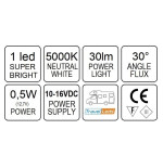 TravelLeds opb spot Zw flex led 5K 260mm Ch switch/usb
