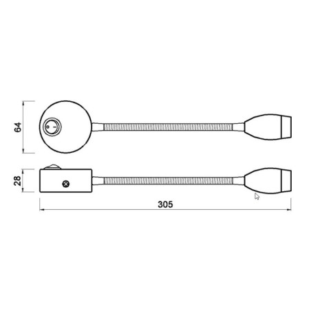 TravelLeds opb spot Ch flex led 3K 315mm switch