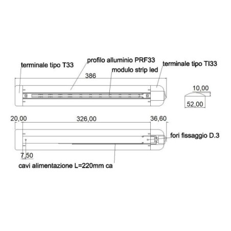 TravelLeds Lineaire alu zw COB 3K 326 mm switch