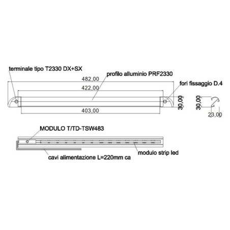 TravelLeds Linear Alu SW COB 3K 422mm Switch / Touch