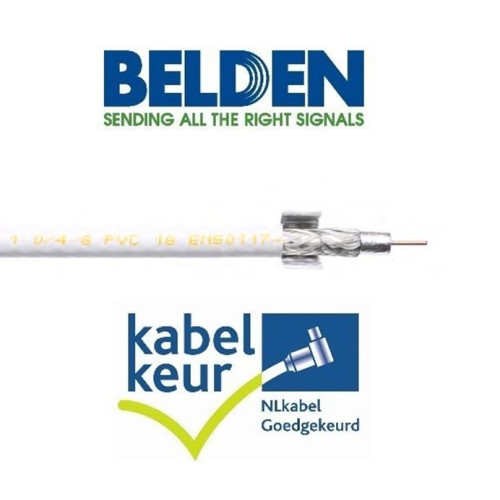 Belden H125D00 Coax DuoBond+ PVC KABELKEUR wit haspel 500 mt