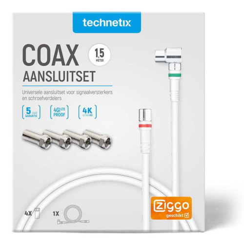 Technetix Connectionset Shop F / IEC 1.5 m + 4 x F-Con. Ziggo