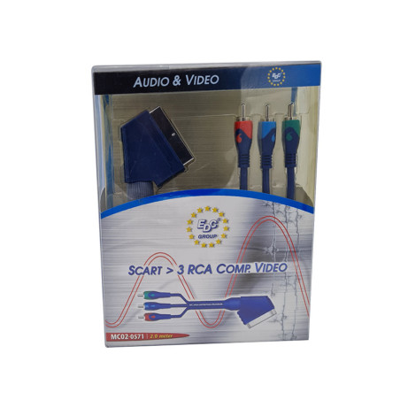 02-0571 Scart  3 Cinch RGB/Component 2 Mtr. / 58139 opop